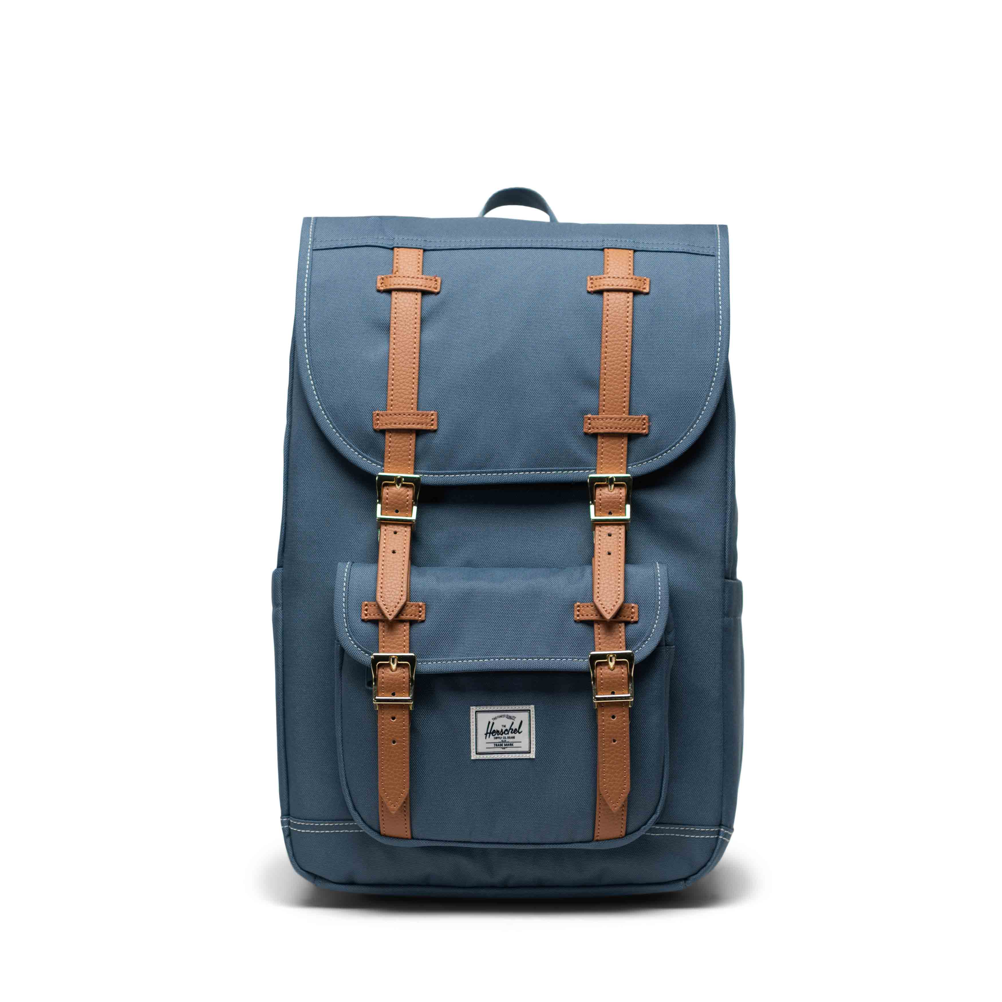 Dikişli Buğulu Mavi Herschel Little America Orta Boy Su İtici Kumaş Sırt Çantası, 16" Laptop Uyumlu, 21 L